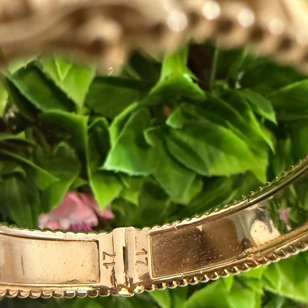 14k gold malachite clover bangle bracelet - Picture 6 of 7